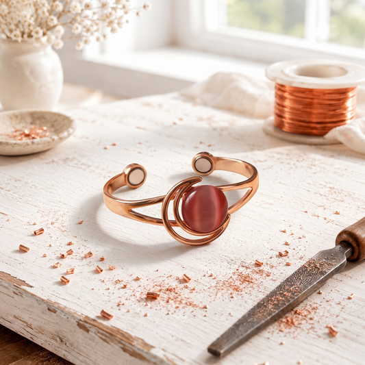 Bracciale in rame rosa rosa Hearth