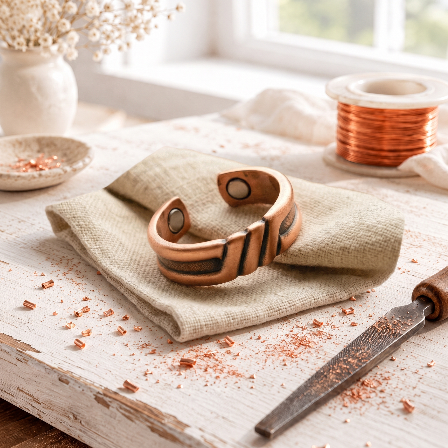 Rose Copper Skein Ring