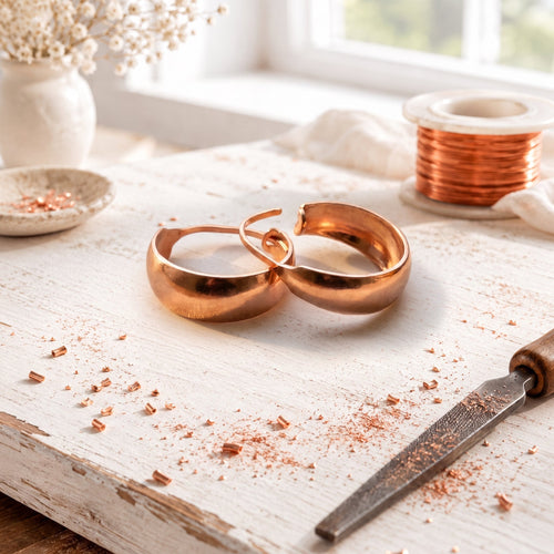 Pink Copper Burl Earrings