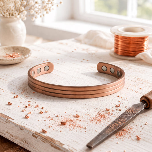 Pink Copper Furrow Bracelet
