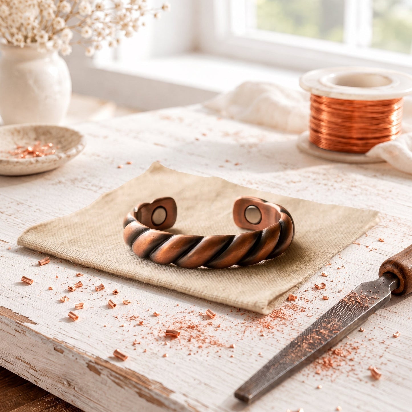 Rose Copper Torque Ring