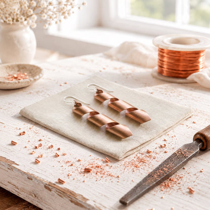 Pink Copper Helix Earrings