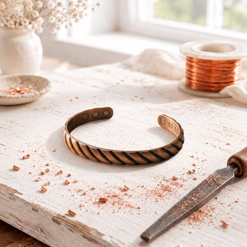 Pink Copper Flute Bracelet