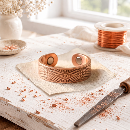 Rose Copper Ring with Sundial