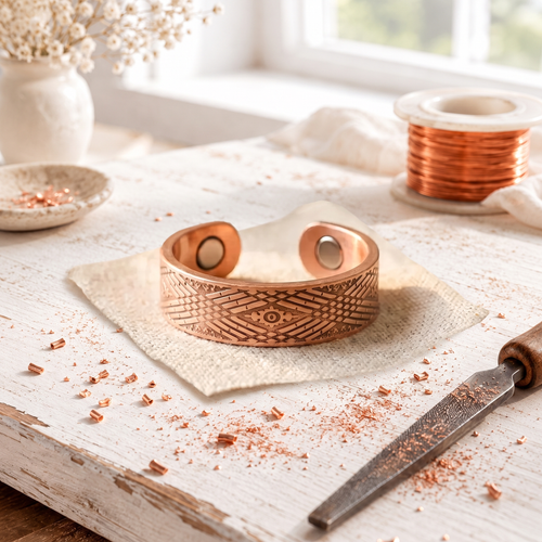 Rose Copper Ring with Sundial