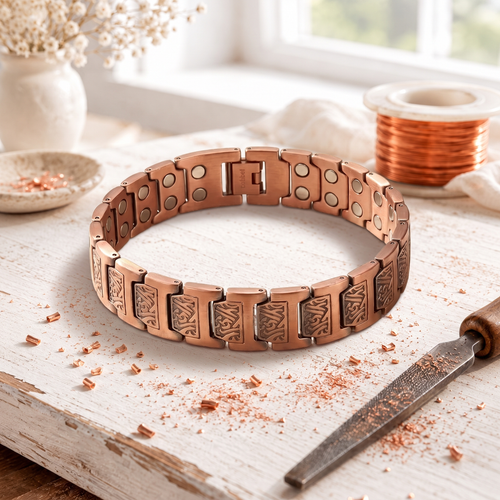 Men's Copper Bracelet Rose Cipher