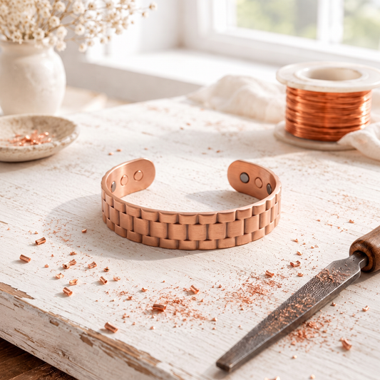 Men's Copper Bracelet Pink Ashlar