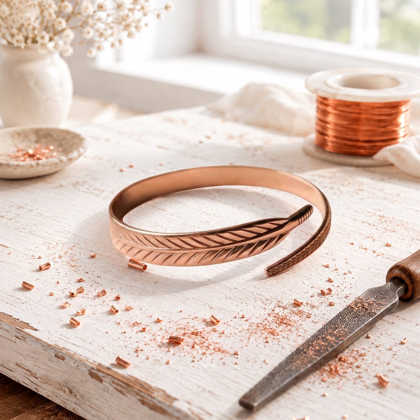 Bracciale in Rame Rosa Petalo