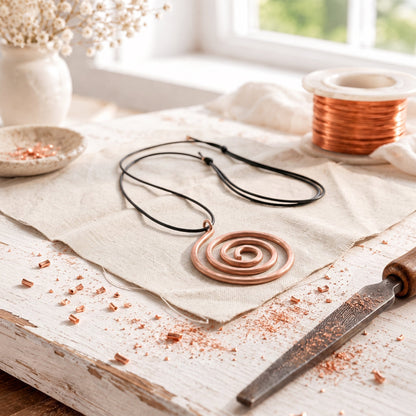 Rose Copper Whorl Necklace