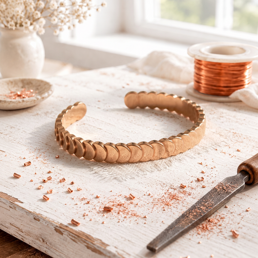 Pink Copper Shingle Bracelet