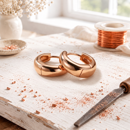 Rose Aurora Copper Hoop Earrings