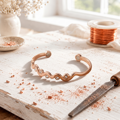 Copper Bracelet with Aurora Rose Crystals