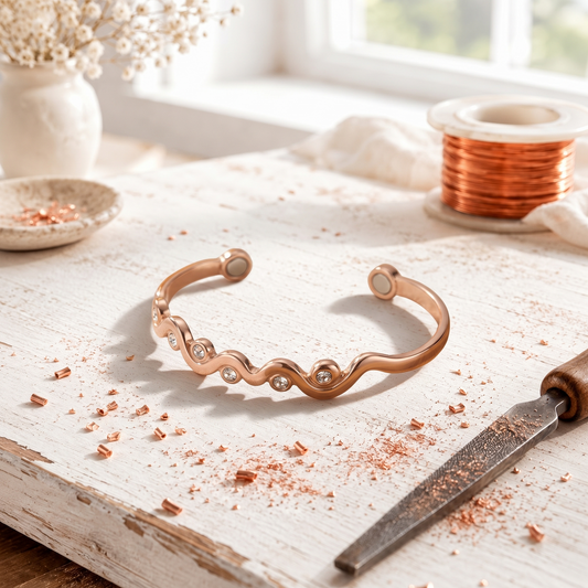 Copper Bracelet with Aurora Rose Crystals