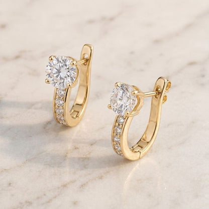 Orecchini Huggie Eleganti – Cerchietti Color Oro con Pietre