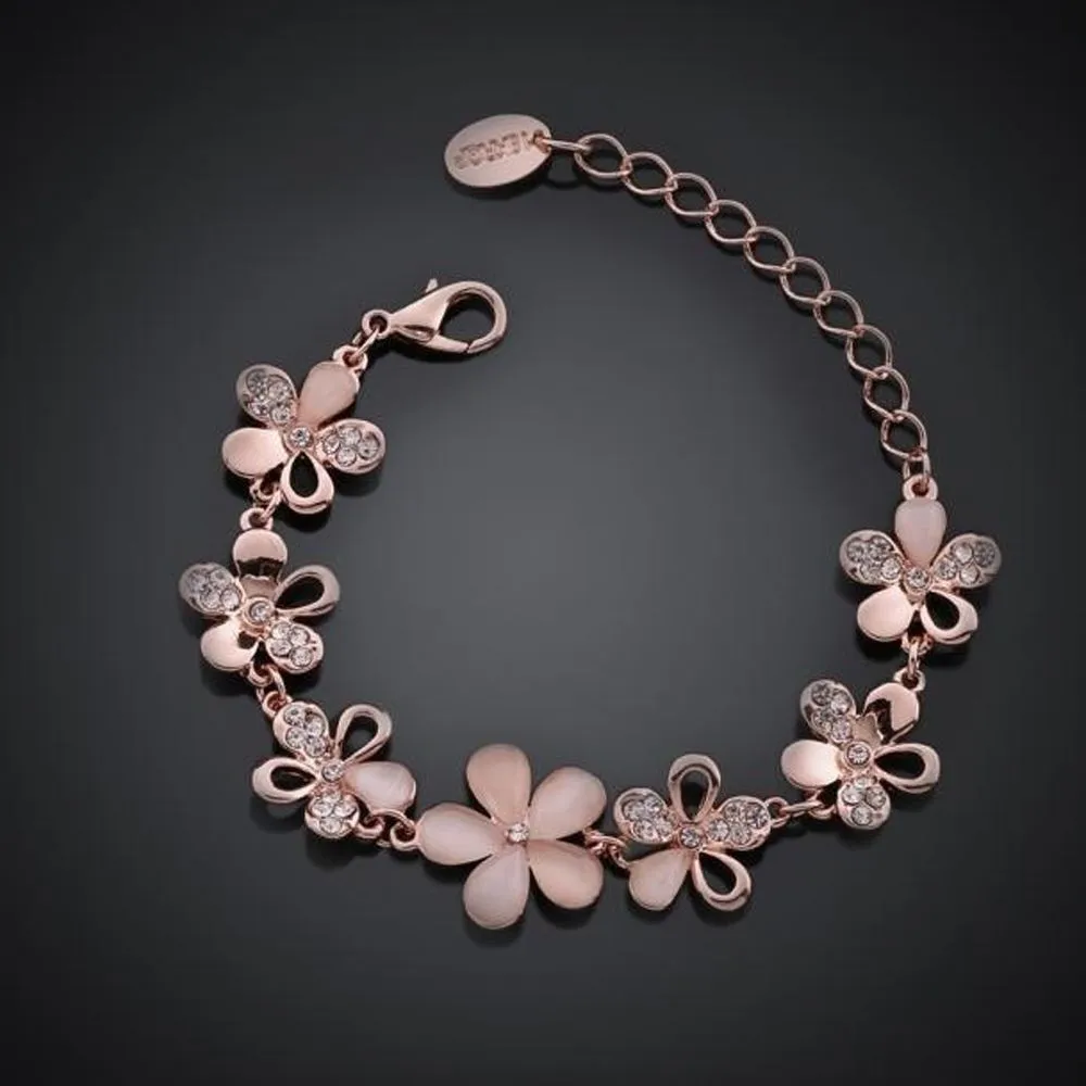 Bracciale Vintage con Fiori Rosa