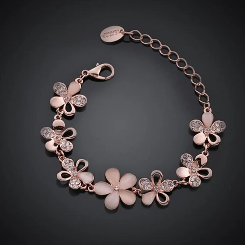 Bracciale Vintage con Fiori Rosa