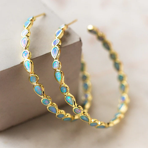 Orecchini Vintage Golden Circle Opal