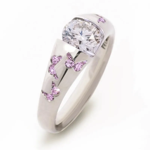 Anello Vintage in Zirconia Viola a Forma di Farfalla