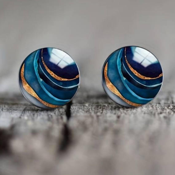Orecchini Vintage Rotondi Blu