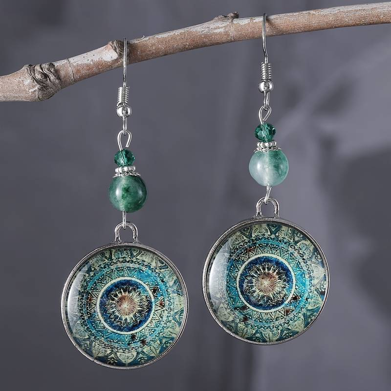Orecchini Pendenti Mandala Blu