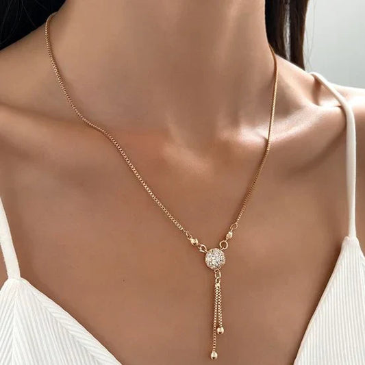 Collana Vintage Dorata con Cristallo