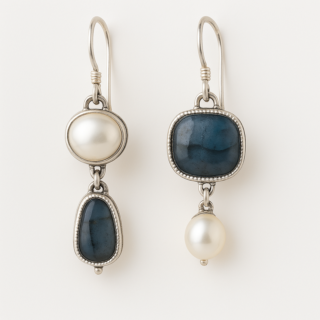 Orecchini Vintage con Pietra Blu Naturale