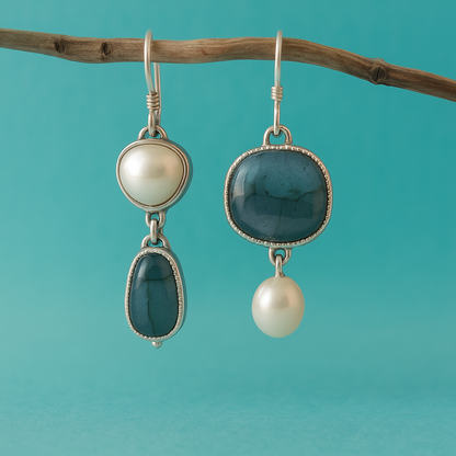 Orecchini Vintage con Pietra Blu Naturale