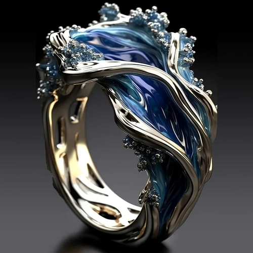 Anello Vintage Dorato “Oceano Ondulato”