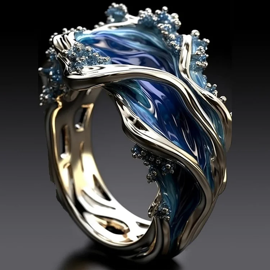 Anello Vintage Dorato “Oceano Ondulato”
