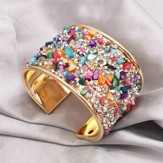 Bracciale Vintage Dorato con Cristalli Colorati