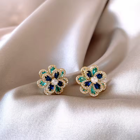 Orecchini Vintage con Fiori Brillanti