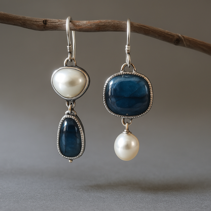 Orecchini Vintage con Pietra Blu Naturale