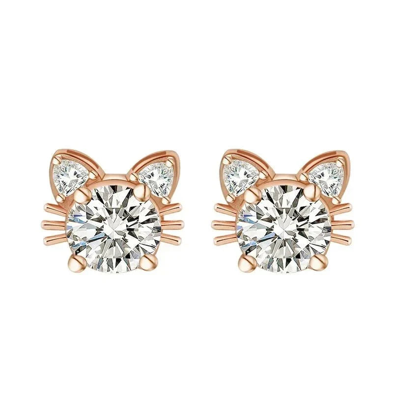 Orecchini Gatto con Moissanite 1 ct in Argento 925