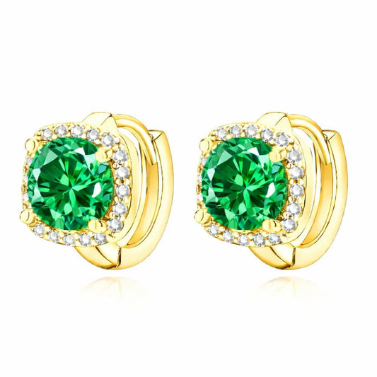 Orecchini a Cerchio Nadine | Dorati con Pietra Verde Smeraldo
