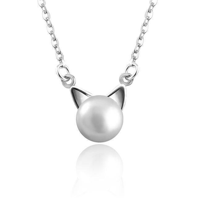 Collana Gatto con Perla + Orecchini e Anello in Omaggio – Argento 925
