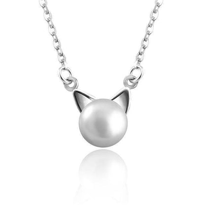 Collana Gatto con Perla + Orecchini e Anello in Omaggio – Argento 925