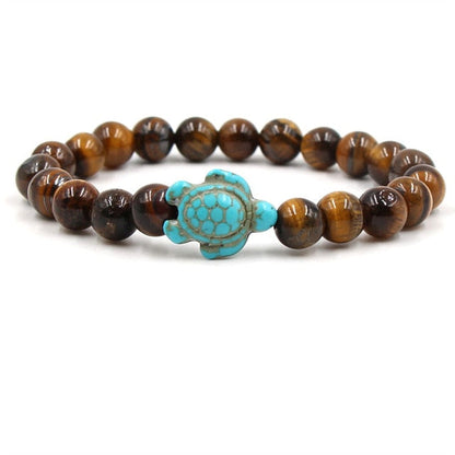 Bracciale con Tartaruga Marina e Perline in Pietra – Tanti Colori