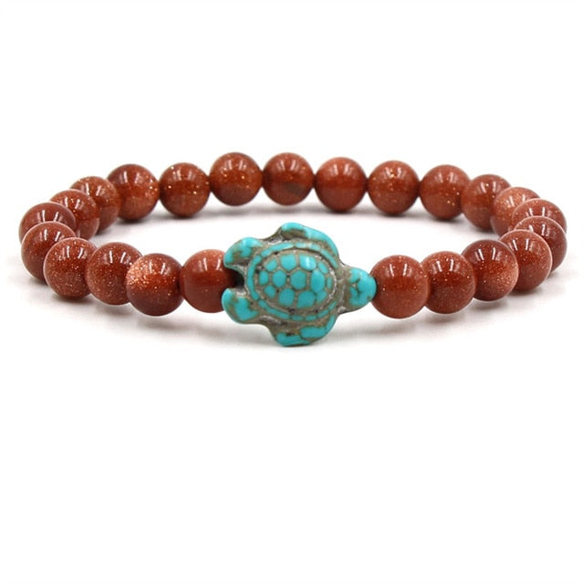 Bracciale con Tartaruga Marina e Perline in Pietra – Tanti Colori