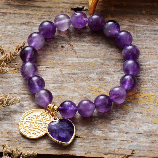 Bracciale con Charm a Cuore in Ametista Intensa