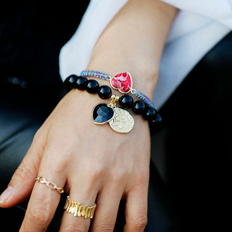 Bracciale con Charm a Cuore in Ametista Intensa