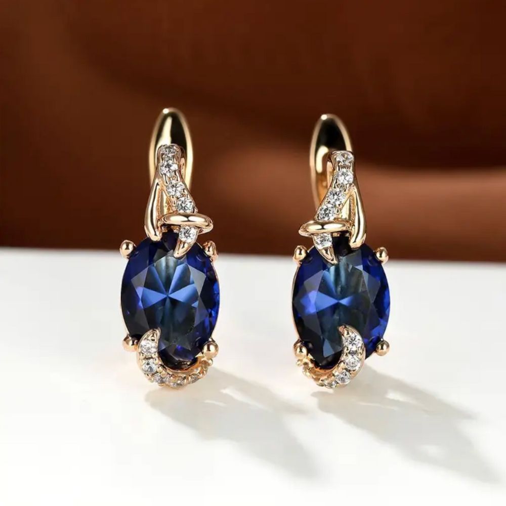Orecchini Pendenti Royal Midnight – Pietra Blu Color Oro