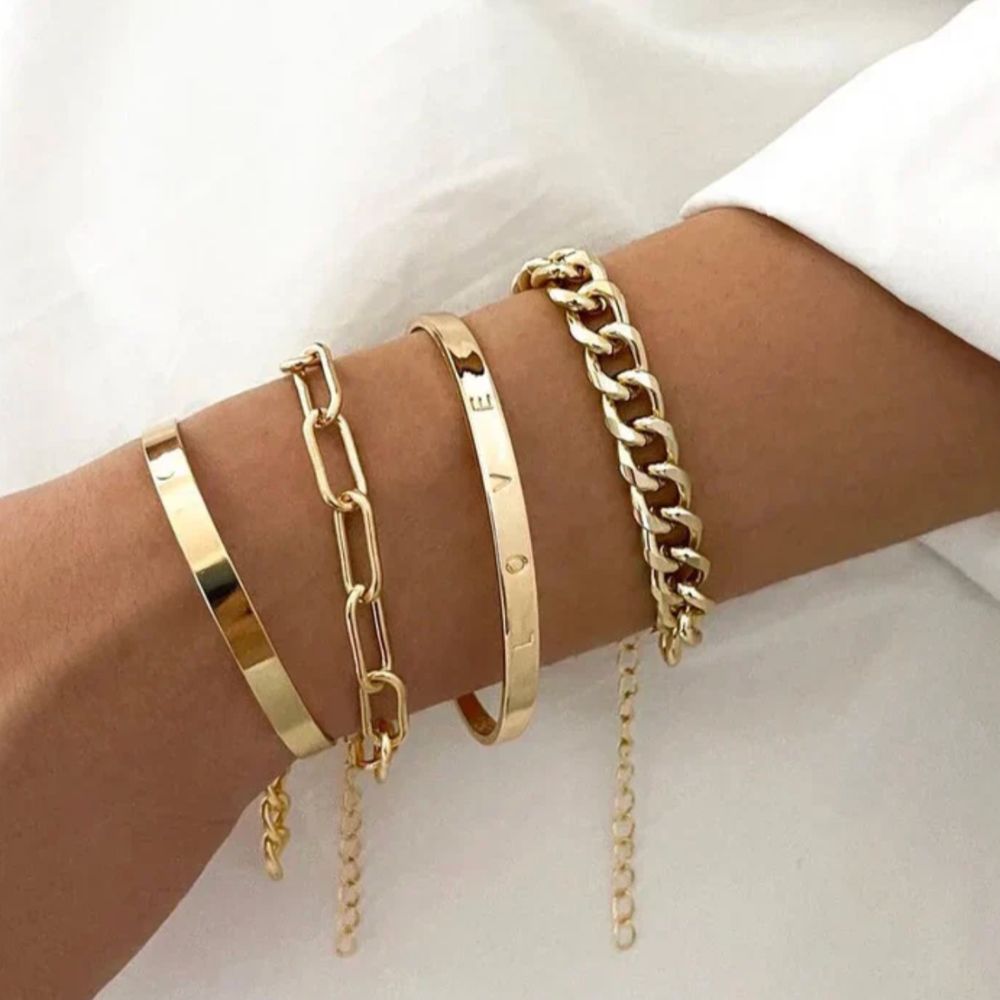 Set di Bracciali Elan – Rigidi e a Catena Color Oro