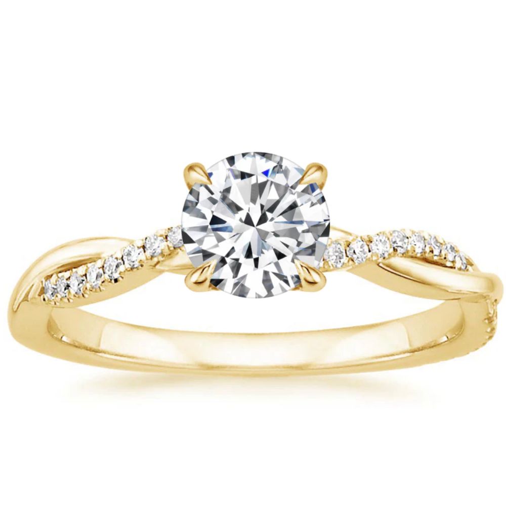 Anello Solitario Twisted Diamond – Fascia Intrecciata Color Oro