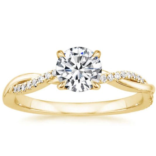 Anello Solitario Twisted Diamond – Fascia Intrecciata Color Oro