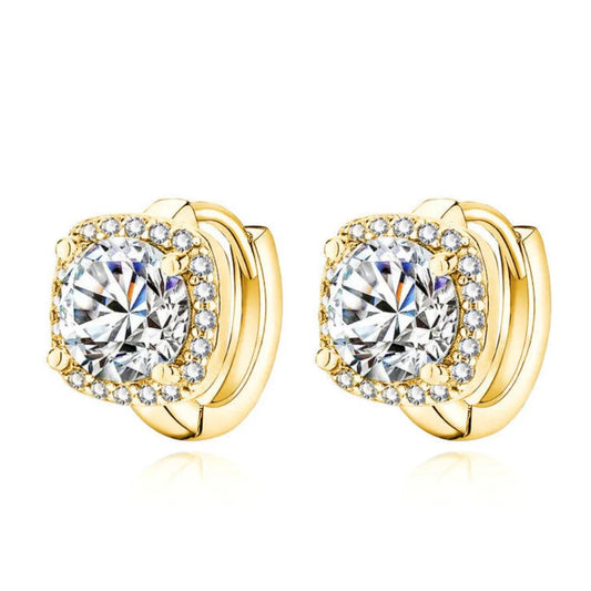 Orecchini Quadrati Nadine – Cerchietti Color Oro con Pietre