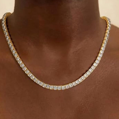Collana Tennis Color Oro con Pietre Trasparenti