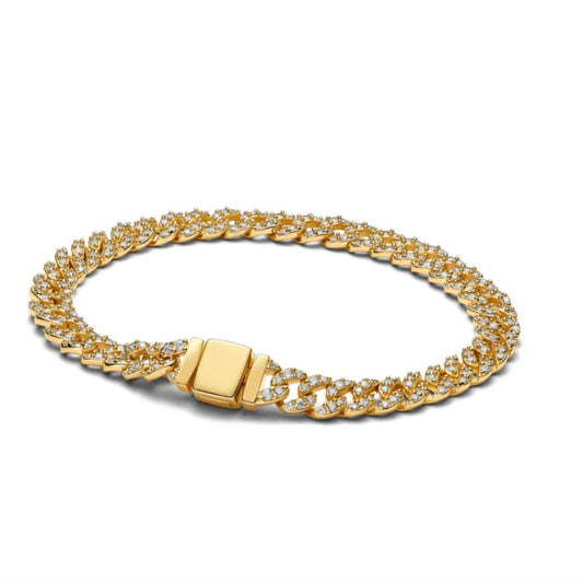 Bracciale Cubano Pavé – Groumette Color Oro con Pietre