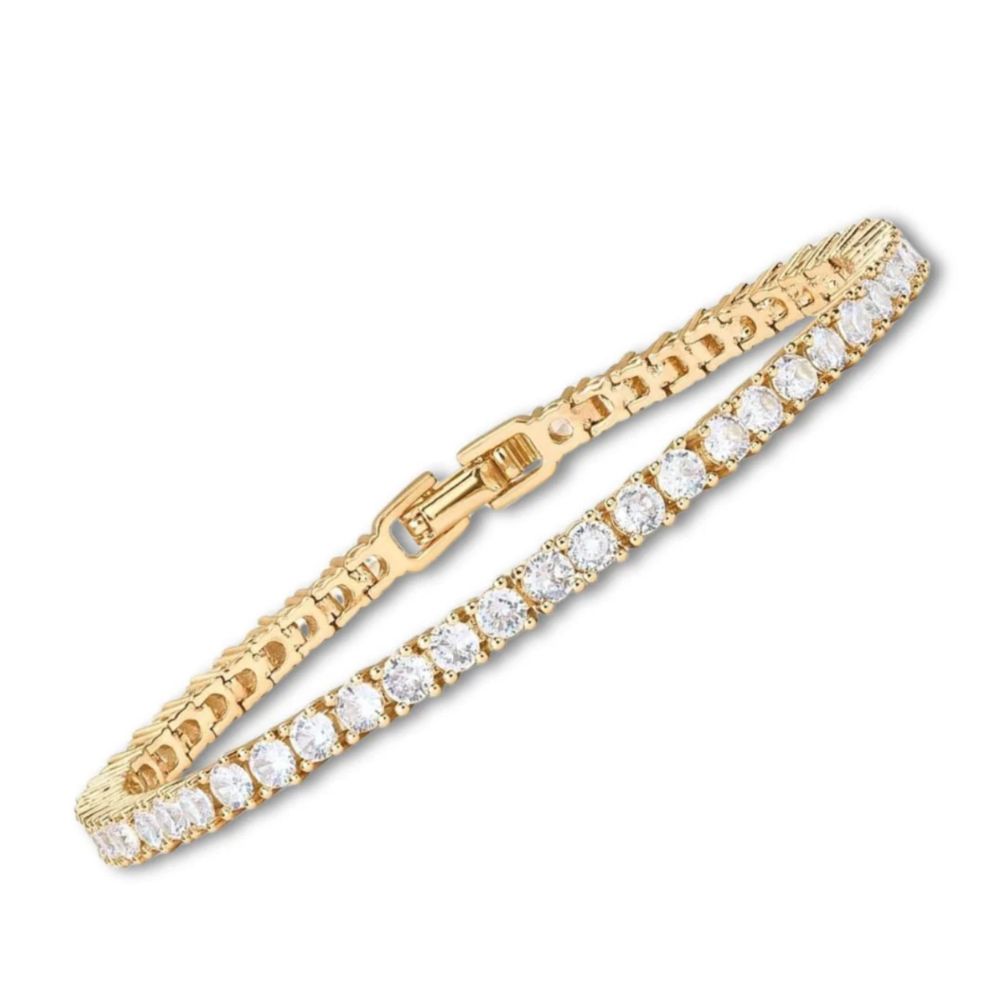 Bracciale Tennis Color Oro con Pietre Trasparenti