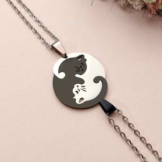 Set 2 Collane Gatti Yin Yang in Acciaio Inox – Coppia o Amiche