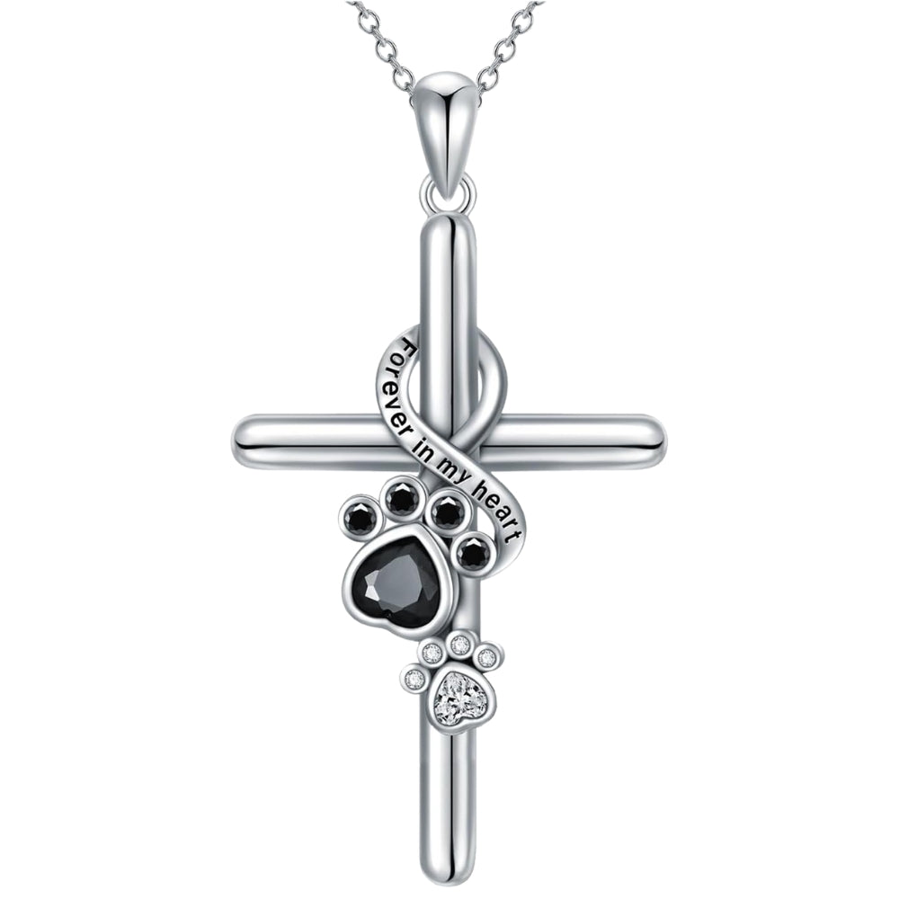 Collana Croce con Zampa in Argento 925 – Fede e Amore